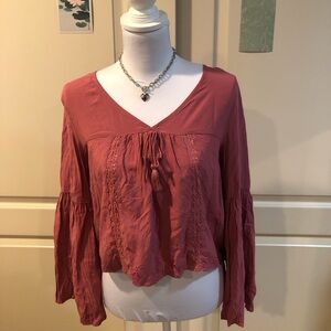 Garage Dusty Rose V-Neck Blouse